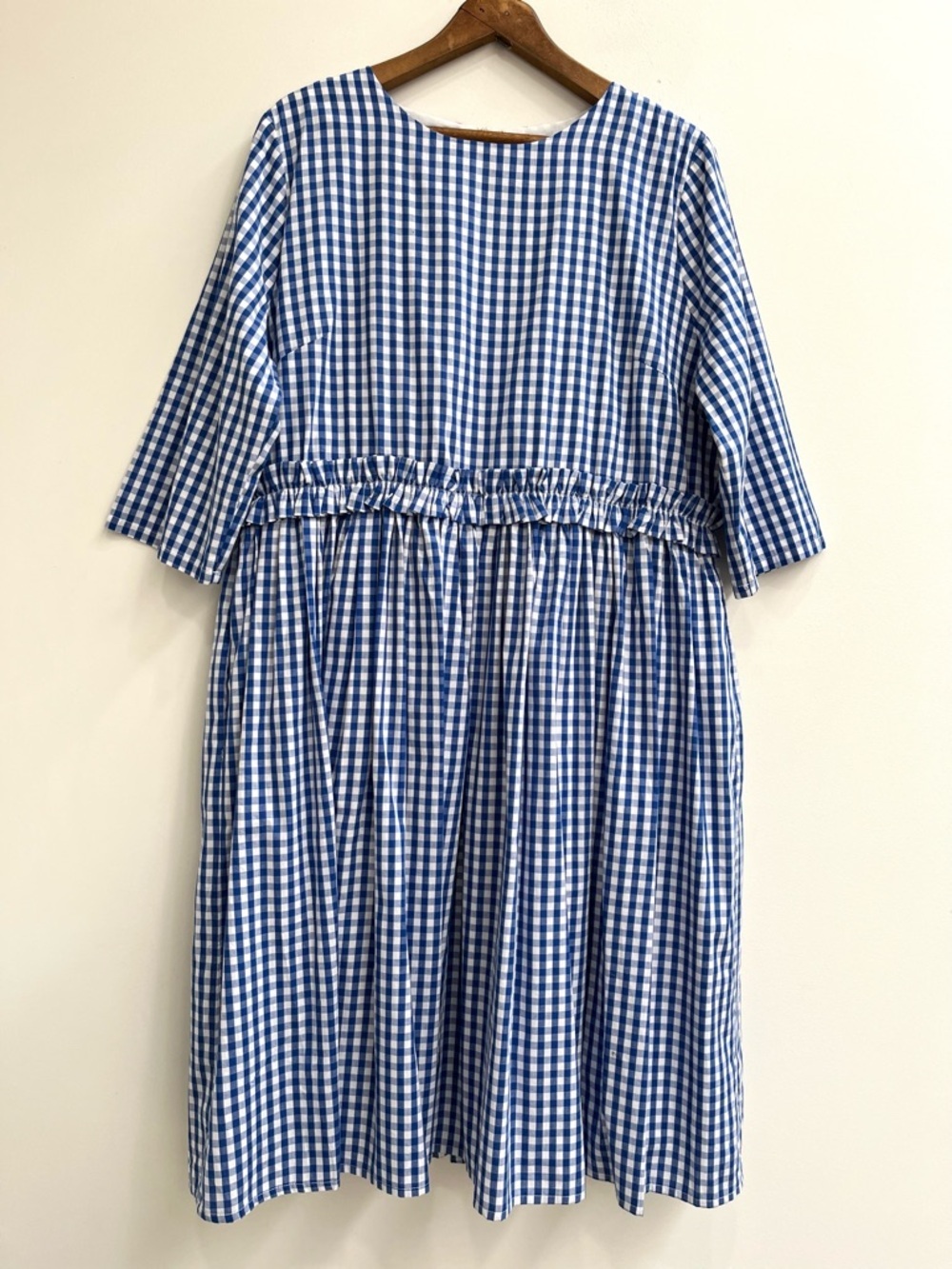 Dainty Jewells Day at the Fair Blue White Gingham Check Midi Dress Modest XXXL